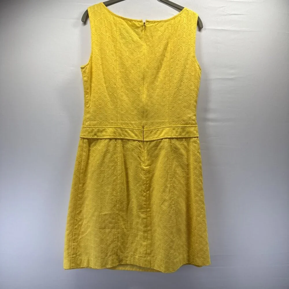Eliza J Women's Dress 8 Solid Yellow Pockets Old Money‎ Zipper Old Money Lined